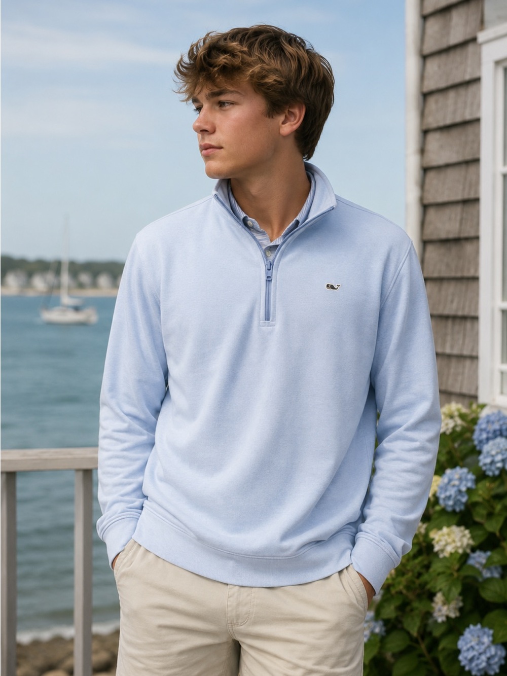 Vineyard Vines Light Blue Quarter-Zip Pullover . Kids Xl